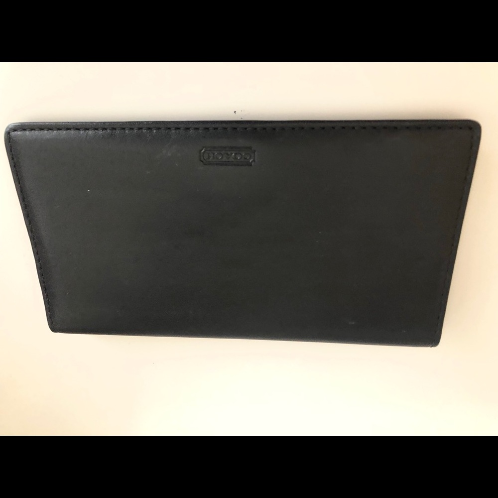 Block Coach Leather Checkbook cover